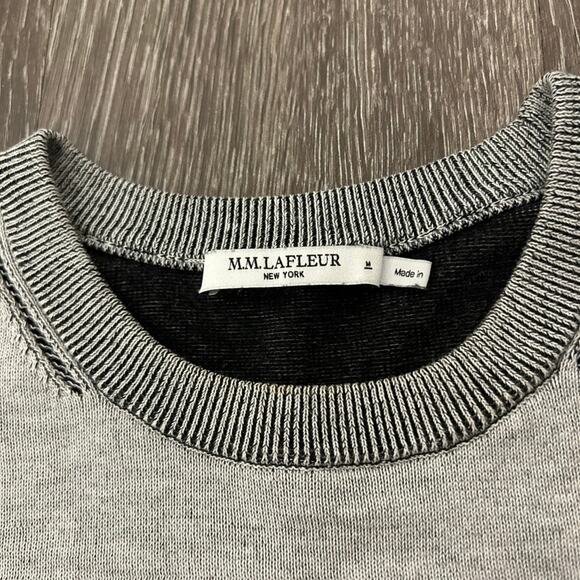 EUC MM LaFleur Becca Pointelle Cotton Silk Knit Tee Gray Medium Short Sleeve Top - Picture 5 of 16